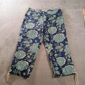 Vintage Tommy Hilfiger Capri Jeans Womens 10 Blue Floral High Rise Cotton Y2K